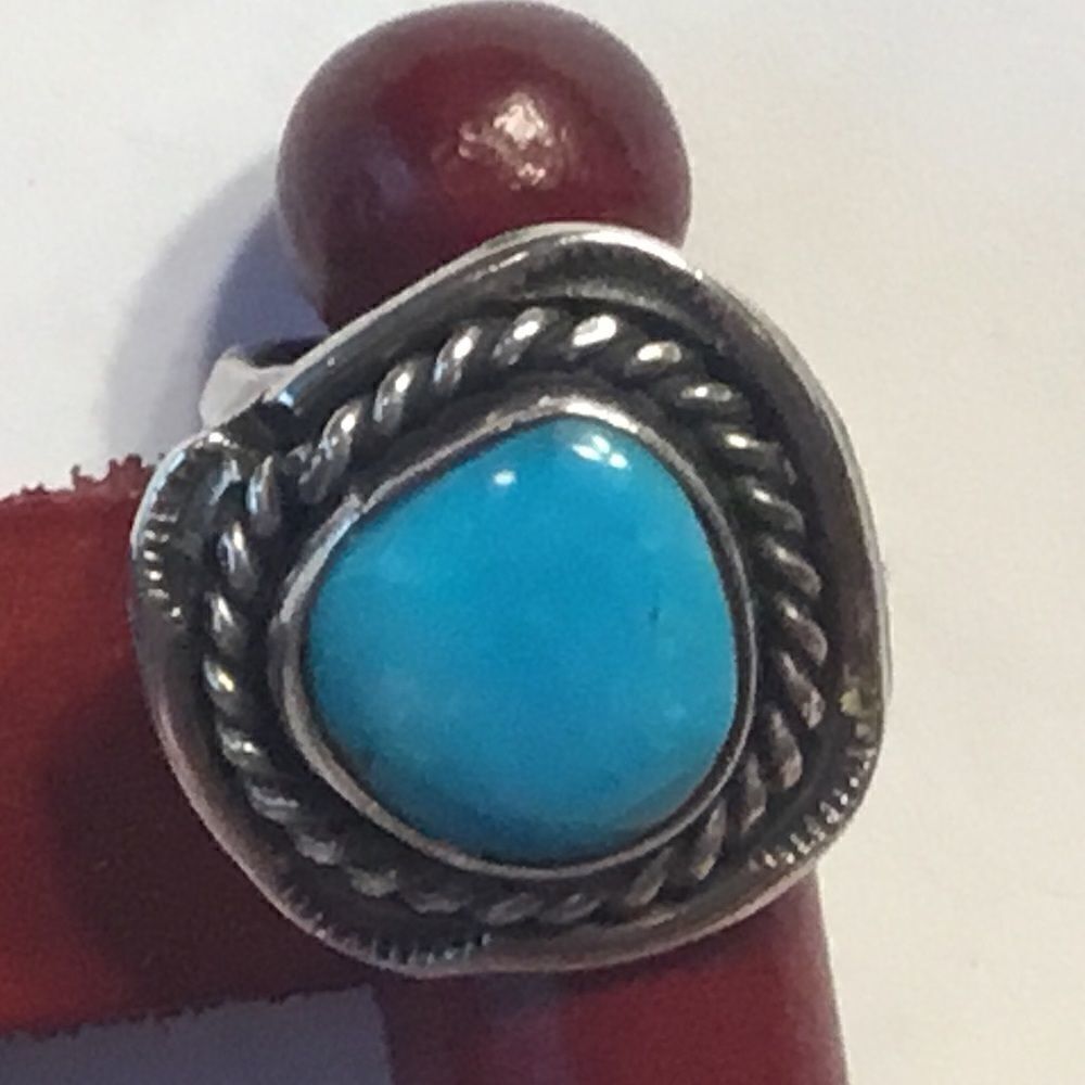 Sterling Silver Turquoise Ring Size approx 7